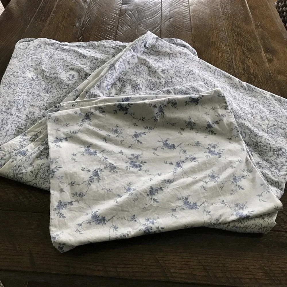 Simply Shabby Chic King Duvet Cover + 2 King Pillowcases Blue Batik Reversible